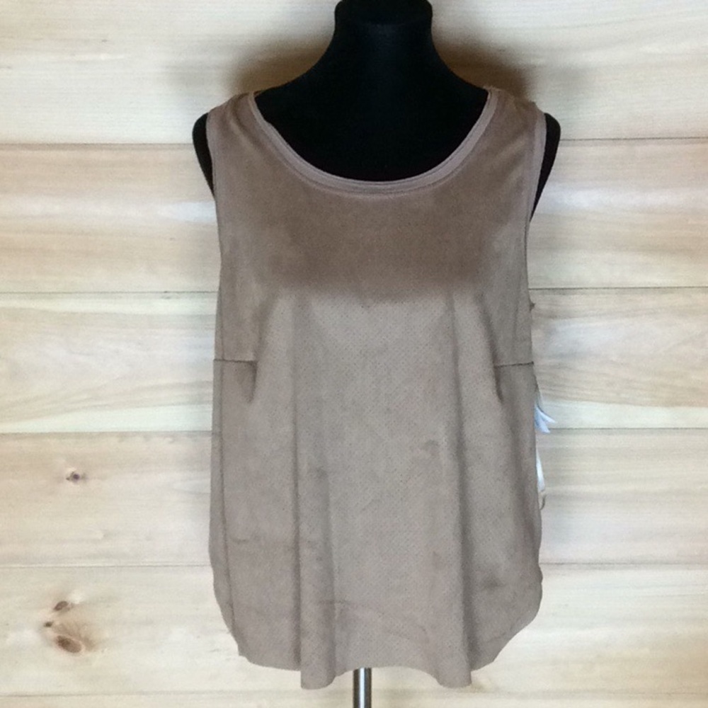 Democracy faux suede tank Large Light brown